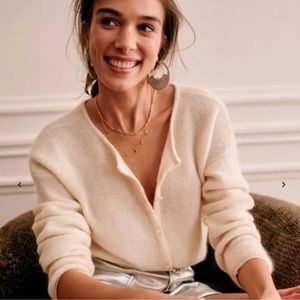 Sezane Cream Cardigan Sweater